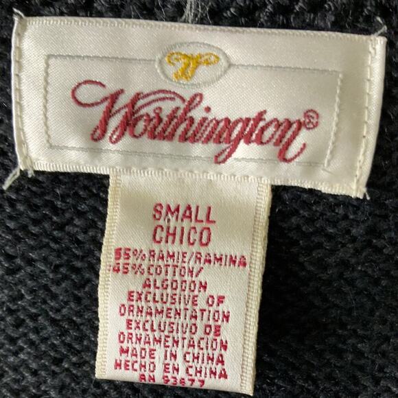 Worthington Vintage Beaded Sweater Vest Womens Small Button Up Chunky Knit Retro - Picture 5 of 5